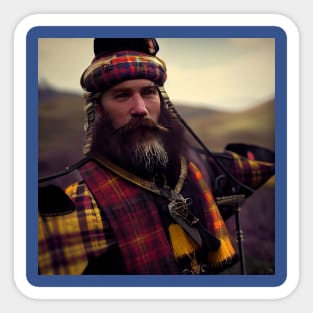 Scottish Highlander in Clan Tartan Sticker